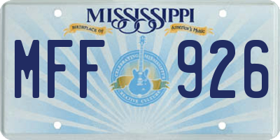 MS license plate MFF926