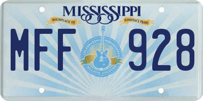 MS license plate MFF928