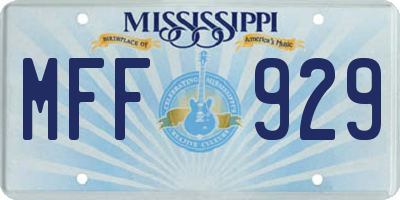 MS license plate MFF929