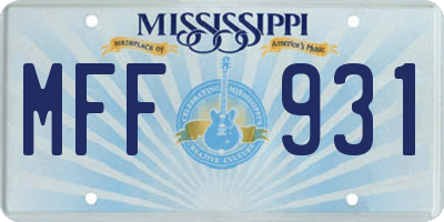MS license plate MFF931
