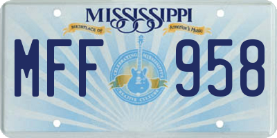 MS license plate MFF958