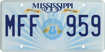 MS license plate MFF959