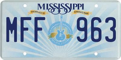 MS license plate MFF963