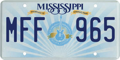 MS license plate MFF965