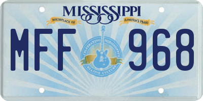 MS license plate MFF968
