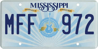 MS license plate MFF972