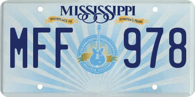 MS license plate MFF978