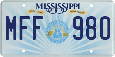 MS license plate MFF980