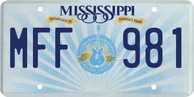 MS license plate MFF981