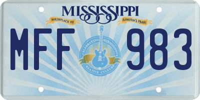 MS license plate MFF983