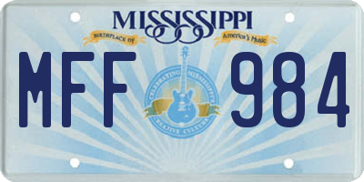 MS license plate MFF984