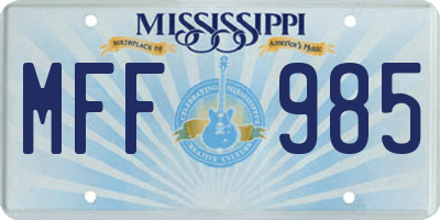 MS license plate MFF985