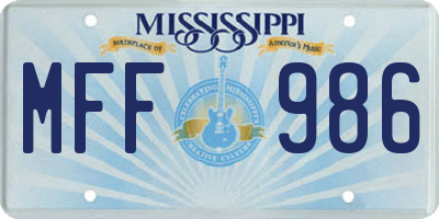 MS license plate MFF986