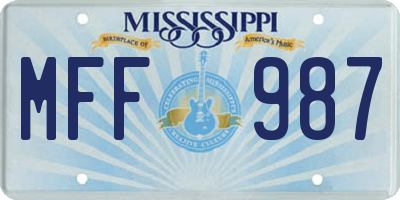 MS license plate MFF987
