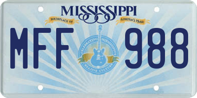 MS license plate MFF988