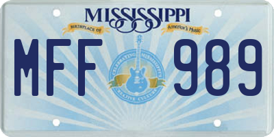 MS license plate MFF989