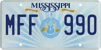 MS license plate MFF990