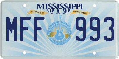 MS license plate MFF993