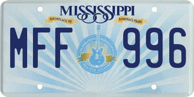 MS license plate MFF996