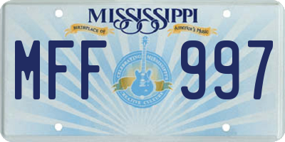 MS license plate MFF997