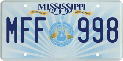 MS license plate MFF998
