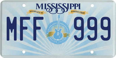 MS license plate MFF999