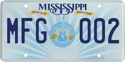 MS license plate MFG002