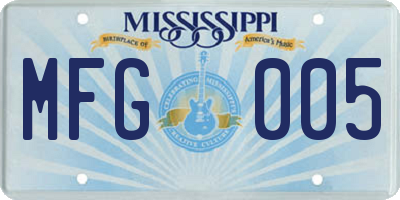MS license plate MFG005