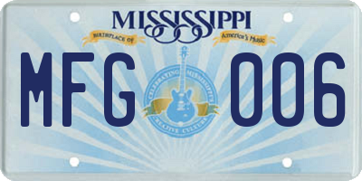 MS license plate MFG006