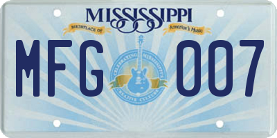 MS license plate MFG007