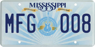 MS license plate MFG008