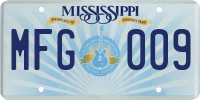 MS license plate MFG009
