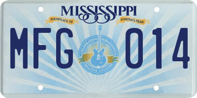 MS license plate MFG014