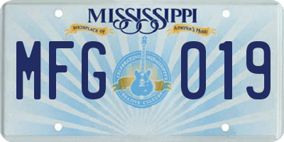 MS license plate MFG019