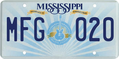 MS license plate MFG020