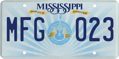 MS license plate MFG023