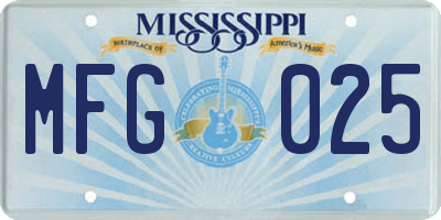 MS license plate MFG025