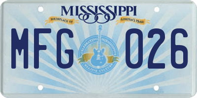 MS license plate MFG026