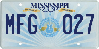 MS license plate MFG027