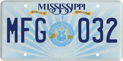MS license plate MFG032