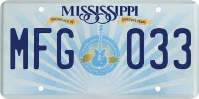 MS license plate MFG033