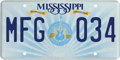 MS license plate MFG034