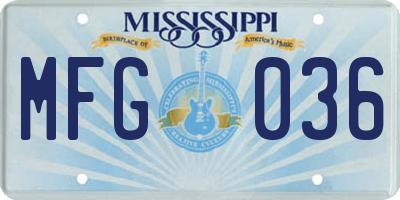 MS license plate MFG036