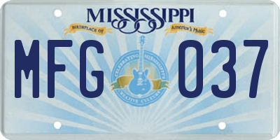 MS license plate MFG037