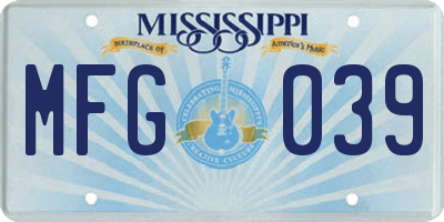 MS license plate MFG039