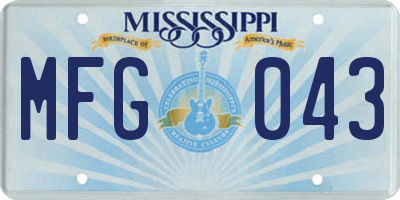 MS license plate MFG043