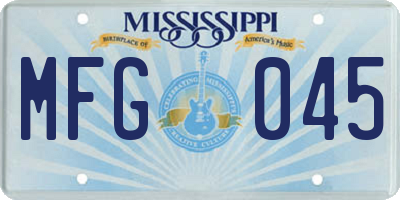 MS license plate MFG045