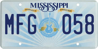 MS license plate MFG058