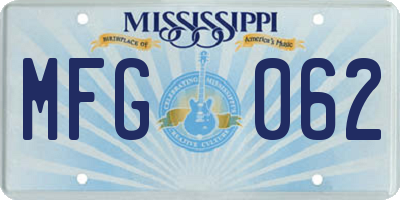 MS license plate MFG062