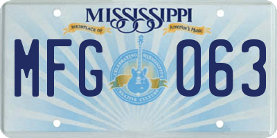 MS license plate MFG063
